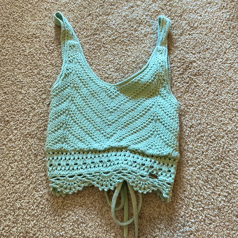cropped tank, sweater material, XS, Hollister, teal, braided back